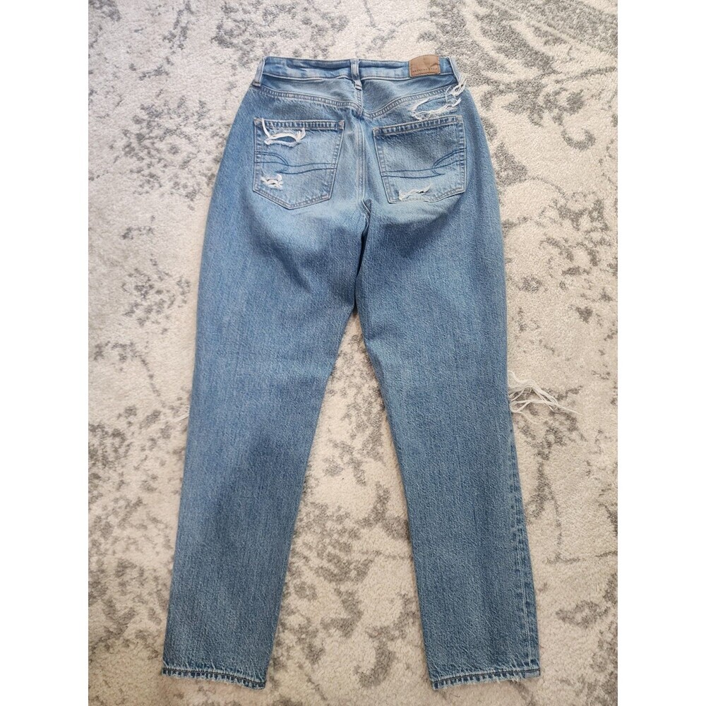 American Eagle Mom Jeans Distressed Patchwork Size 2 Long Y2K 90s Bohemian - Picture 6 of 7